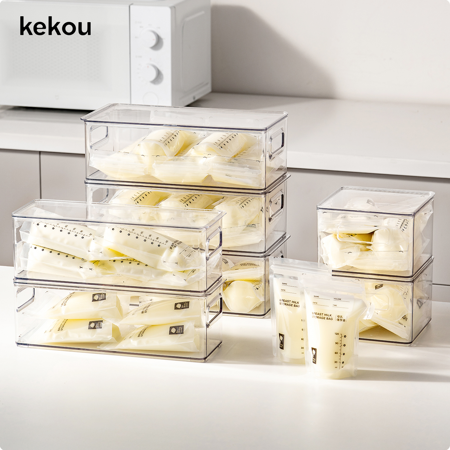可扣冰箱专用母乳冷藏盒食品级储奶塑料保鲜盒长方形冷冻收纳盒子