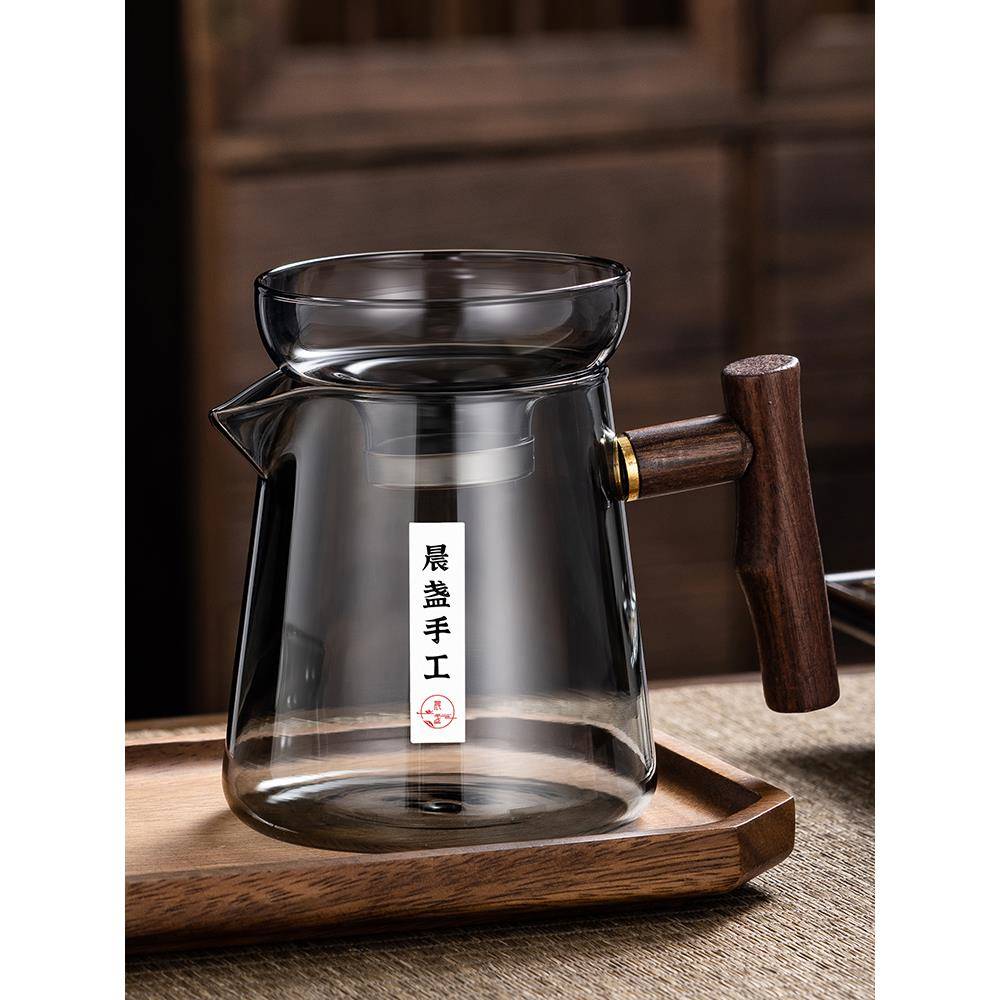 公平杯玻璃茶隔断茶漏一体机加厚家用功夫茶套装茶海日式带柄男杯