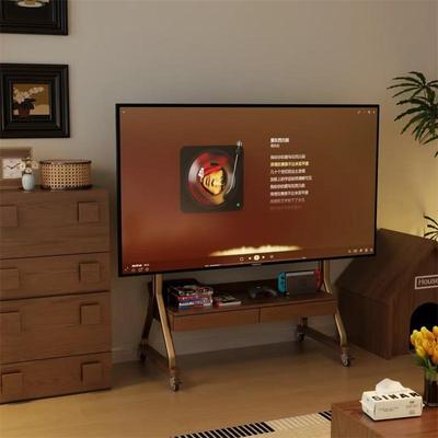 复古实木可移动电视柜胡桃色客厅家用卧室小户型储物电视机支架