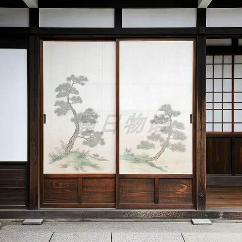 推拉门宋代美学隔断门滑轨道门走入式衣帽间衣橱门实木衣柜门定制