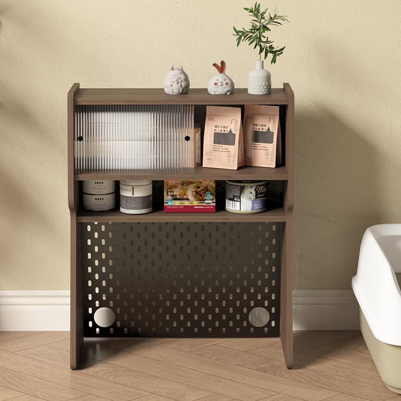 猫咪食堂上方置物架猫粮罐头宠物用品收纳层架猫砂盆猫零食收纳柜