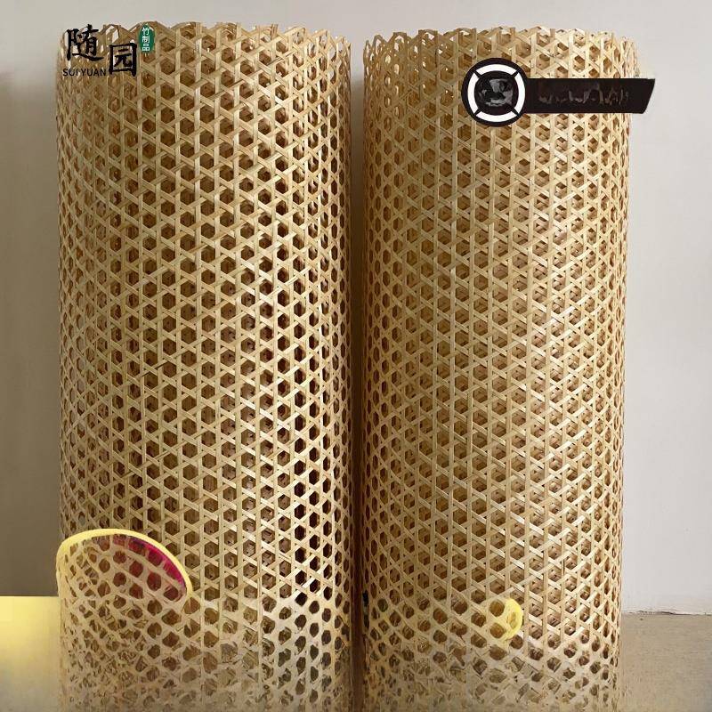 装修镂空吊顶竹席纯手工编织民宿餐厅茶室墙面装饰背景墙吧台中式