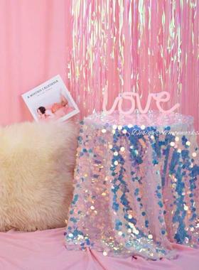 圣诞节加密鱼65546片布直播a拍照生日prty闪闪鳞装饰背景墙美亮人