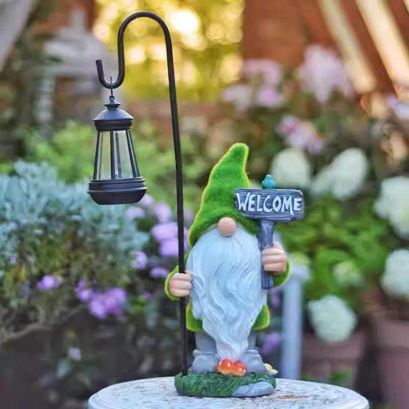 可插香太阳能灯花园精灵摆件小矮人户外防水庭院花园阳台装饰布置