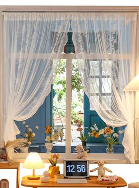 免打孔法式蕾丝窗1帘卧室帘01033ins风飘窗202年新款纱透光不人小