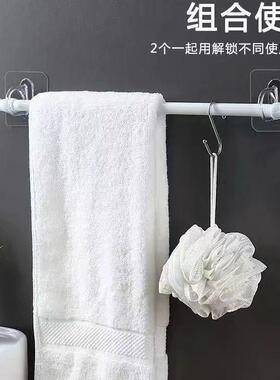 帘帘杆多挂免打孔粘钩支66948架夹横杆门伸缩杆挂钩功能窗帘钩杆