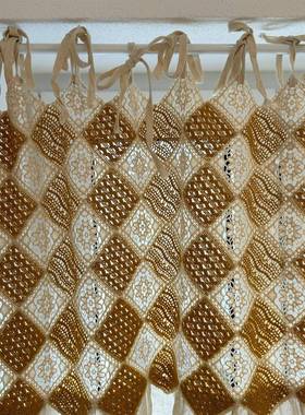 永恒舞棉半帘麻帝春临幔手之工钩针帘头门帘免打孔系带式柜子遮挡