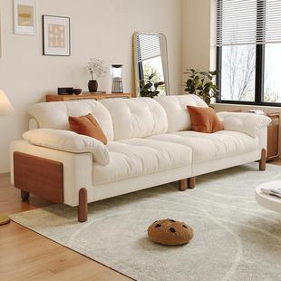 政府补贴奶油风客厅实木高脚沙发法式 简约小户型公寓云朵绒布沙发