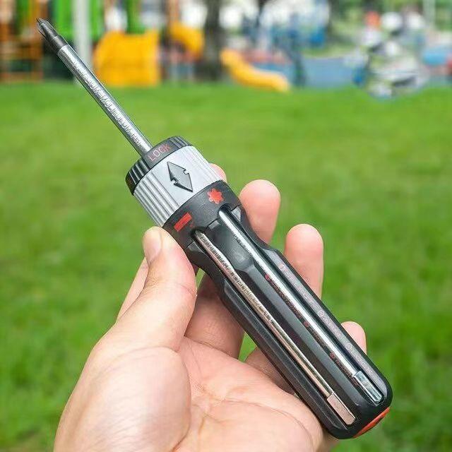 实用硬货6合1多功能一字十字起子组合手柄收纳家用五金螺丝刀批头