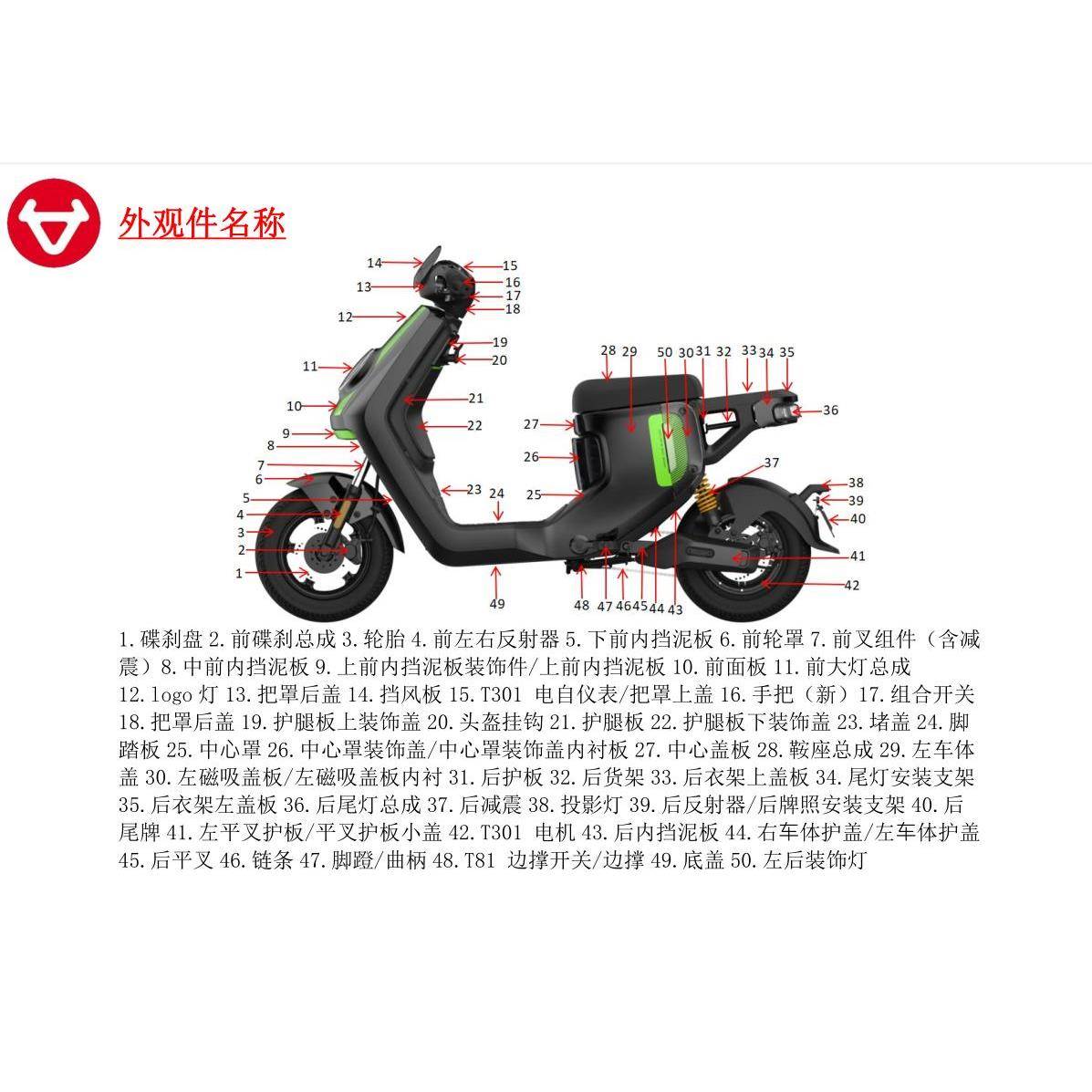 小牛MQIL/MT外壳车壳烤漆件塑料件pp件脚踏板护腿板前挡泥塑料板