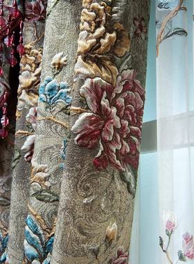 高档欧式华别墅客厅卧室大55339气成客厅卧室落遮光奢窗帘布纱帘