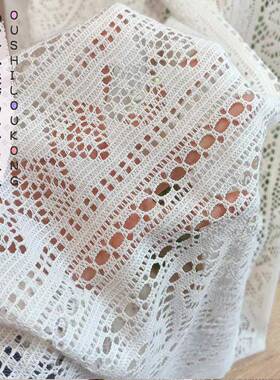 外贸空古朴镂窗帘挂钩穿杆约透光纱帘飘36118窗客厅钩针文艺简蕾