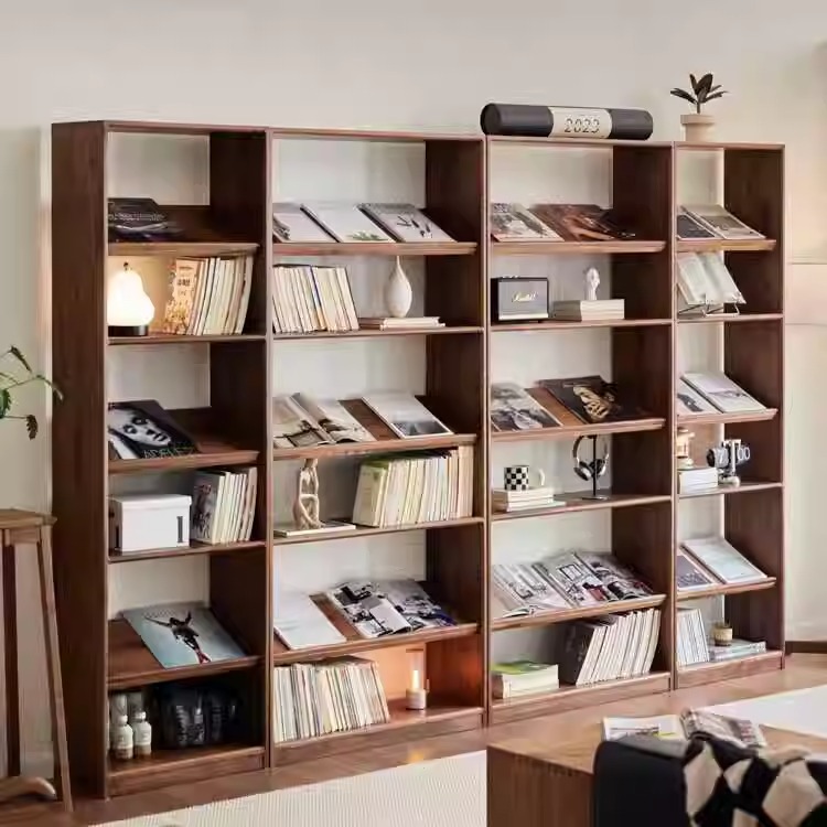 半茶伴木“卷云间”北美黑胡桃木书架置物架多层收纳柜家用展示架