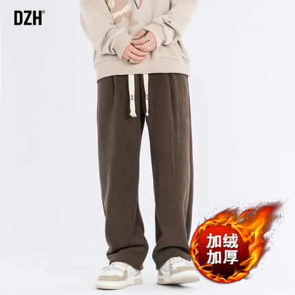 男士加绒卫裤男冬季运动裤男款加厚裤子男裤J2023新款直筒休闲长