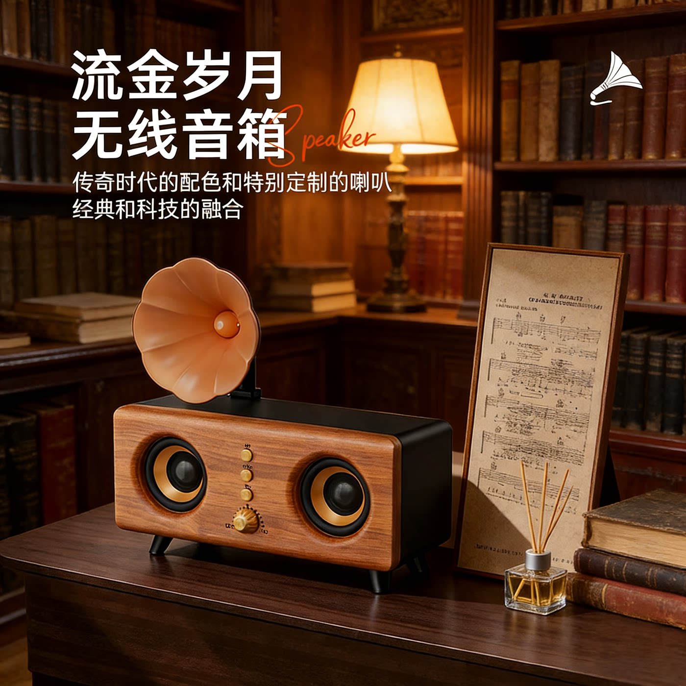 复古蓝牙音箱创意摆件唱片机低音炮超大音量高音质送生日礼物音响