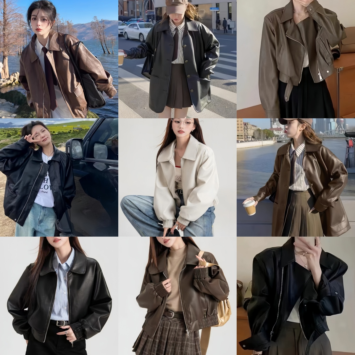 YJ2025新款法式复古皮衣外套女宽松显瘦百搭上衣