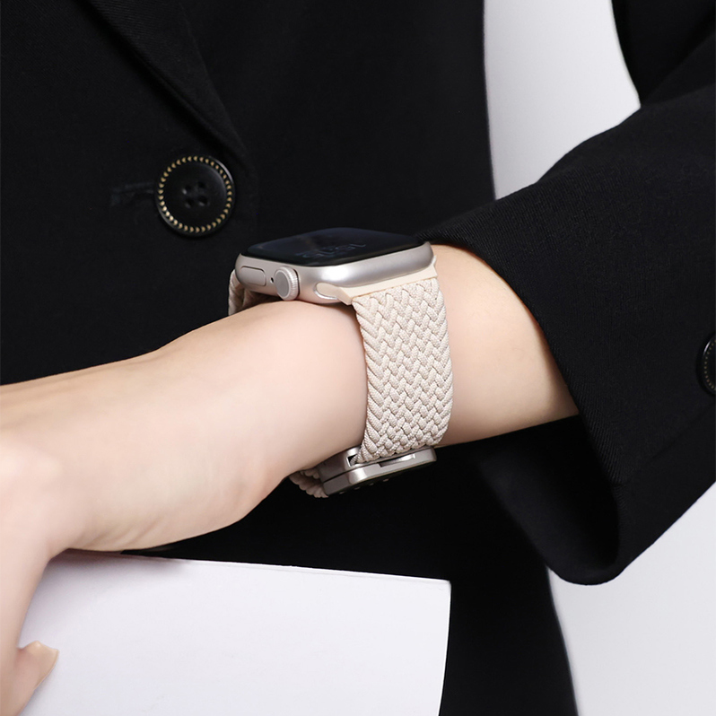 适用于苹果iwatchs10手表表带可爱小猫尼龙编织applewatchs9/s8夏季运动磁吸SE手表带Ultra2/1男女款创意腕带