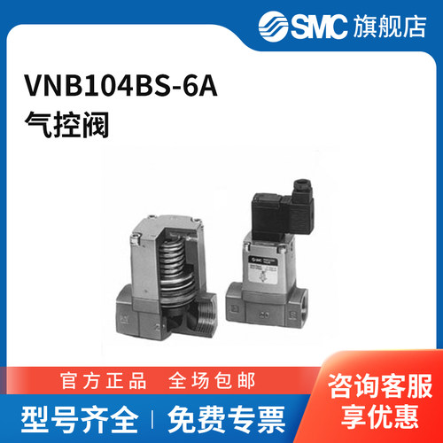 SMC官方正品二通阀VNB104BS-6A两位两通接口Rc1/8