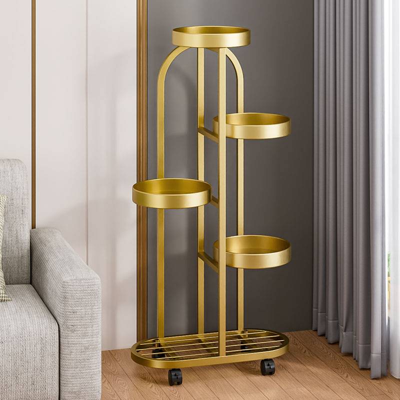 众之亿花架子客厅落地式可移动花架带轮铁艺花盆阳台置物架轻奢新