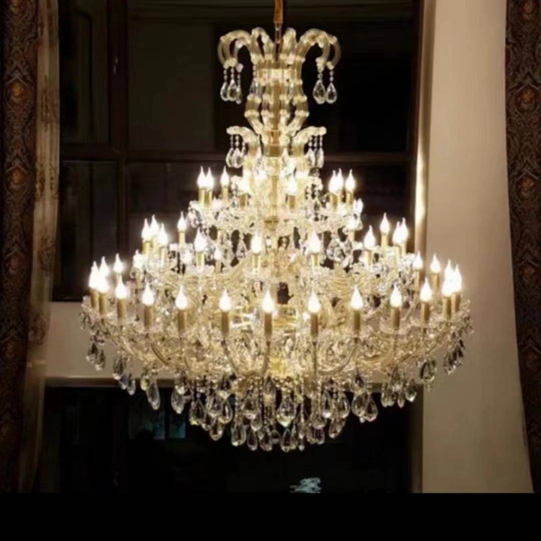 欧式复式楼客厅水晶大吊灯别墅酒店大堂卧室大厅灯蜡烛水晶灯