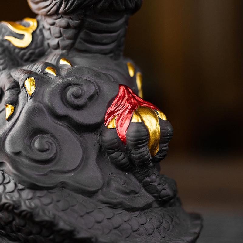 招财可紫砂茶宠十二生肖龙神兽龙年两吉祥物用具养EWQ茶玩茶茶台