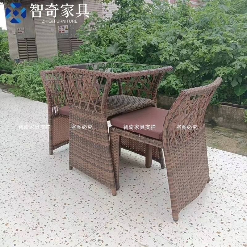 户外阳台小桌椅组合创意休闲一桌两椅休闲茶几阳台藤椅三件套小型