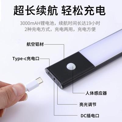 led人体应台193灯家用小充夜灯电无壁线橱磁吸免安装可调感光