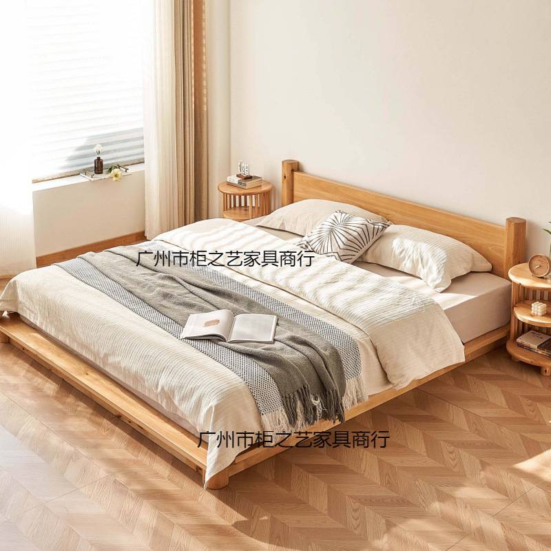 全实木榻榻米落地床柏木卧室日式矮床简约双人床地台床原木色民宿