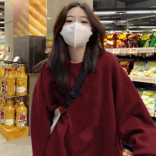 QT奥莱2025秋冬宽松男女打底衫棉布果蔬收纳袋男女情侣连帽棉卫衣