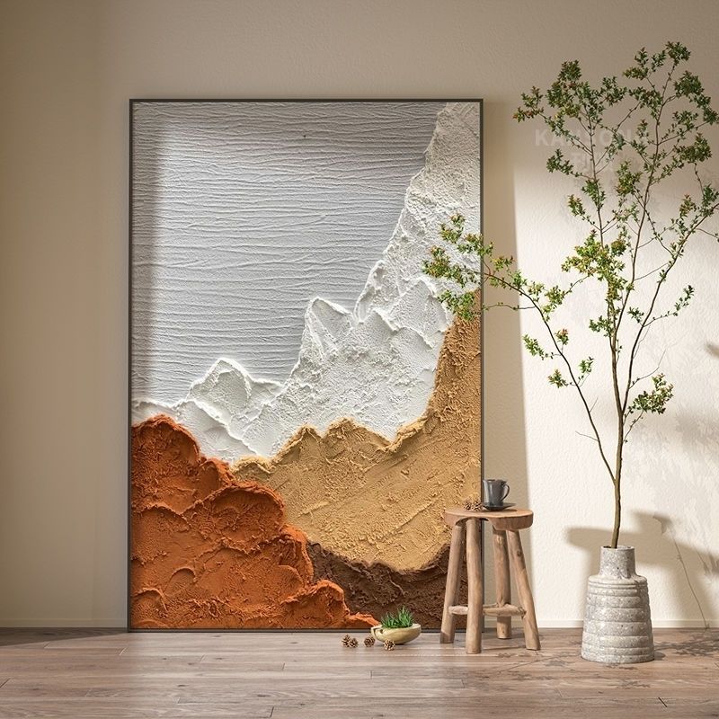 厚肌理抽象手绘油画立体客厅大幅沙D发落地画背景墙装饰画玄关挂图片