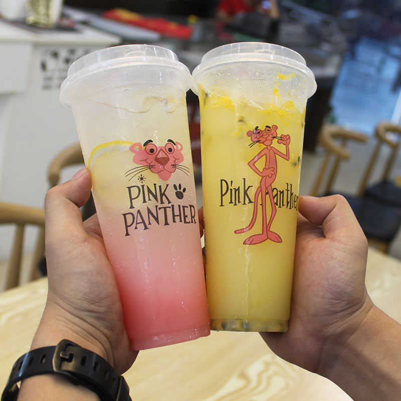 一次性杯子500/700ML塑料杯奶茶杯封口90口徑飲料水果汁打包杯