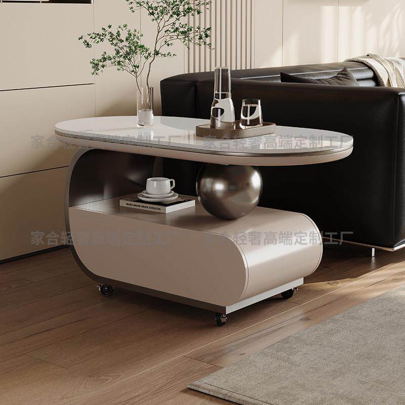 岩板沙发边几小户型茶几轻奢高级感客厅可移动小推车2025带轮子