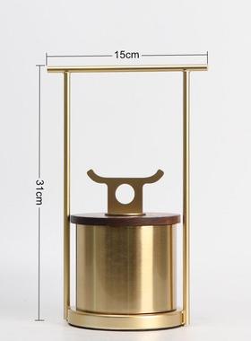 现代新中式金属提盒摆件样板房售楼处客厅玄关博古架收纳软装饰品