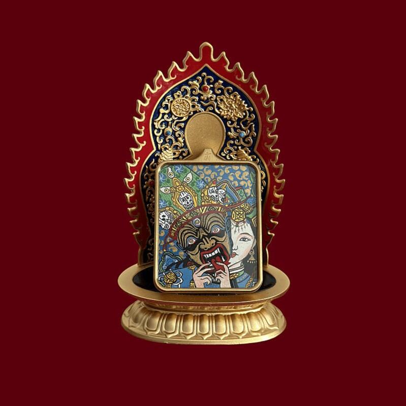 唐卡供奉架神像底座台实佛像底座莲花佛座台加高八宝纹莲台仙供台