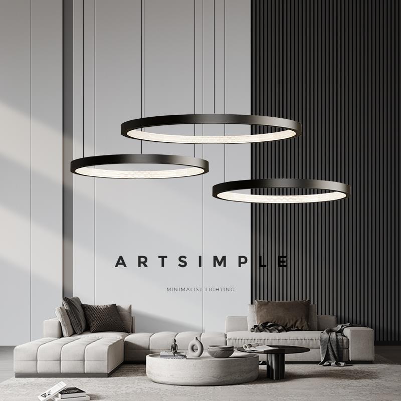 全铜意大利极简主义客厅吊灯现代简单光豪华大气圆形高端覆式客厅