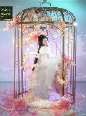 欧洲铁艺超大鸟笼婚礼装饰装饰品户外落地房超大摄影道具鸟笼