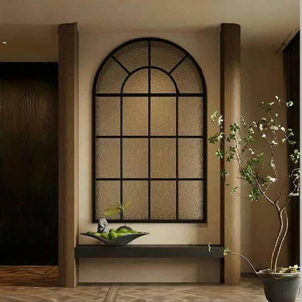 定制铁艺铝合金法式屏风客厅覆古隔断假窗户创意拱门玄关遮挡装饰