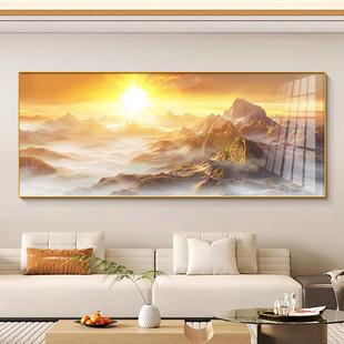 泰山日出挂画客厅沙发背景墙装饰画2024新高端日照金山壁画