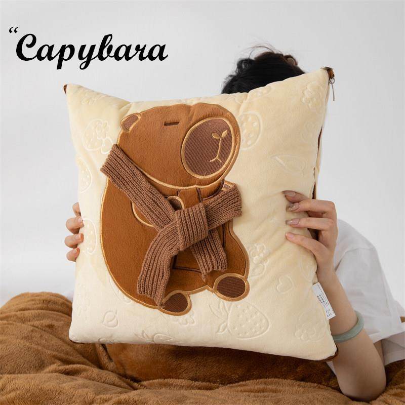 卡通牛奶绒抱枕被子两用加厚冬天二合一车载沙发盖毯办公室午休被,居家布艺,抱枕被,淘宝优惠券,粉丝福利购,淘宝优惠卷