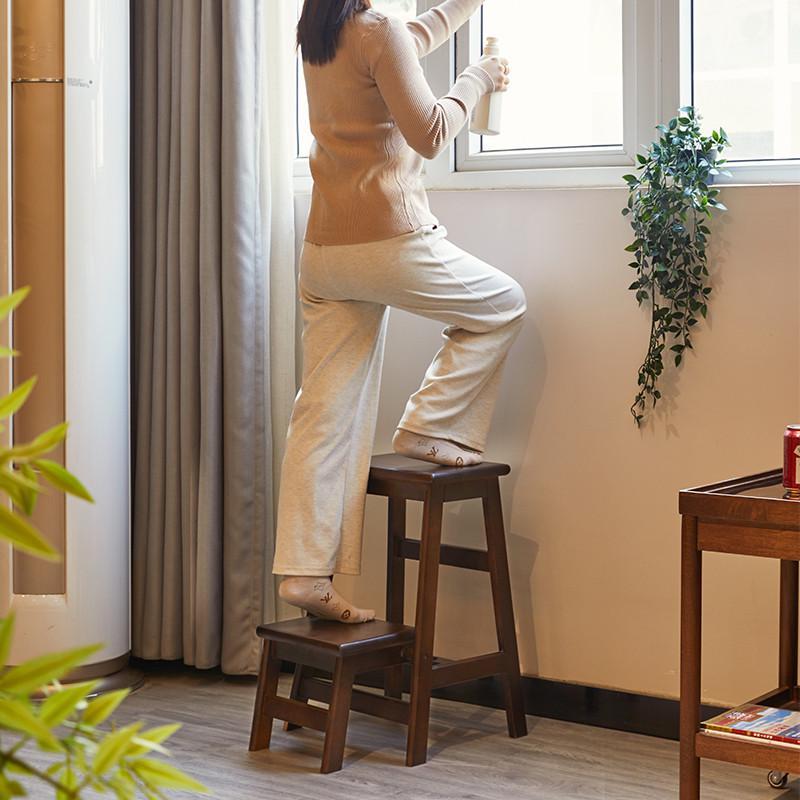 家用梯凳折叠梯人字梯家用梯实木餐桌椅两用室内登高楼梯小梯子