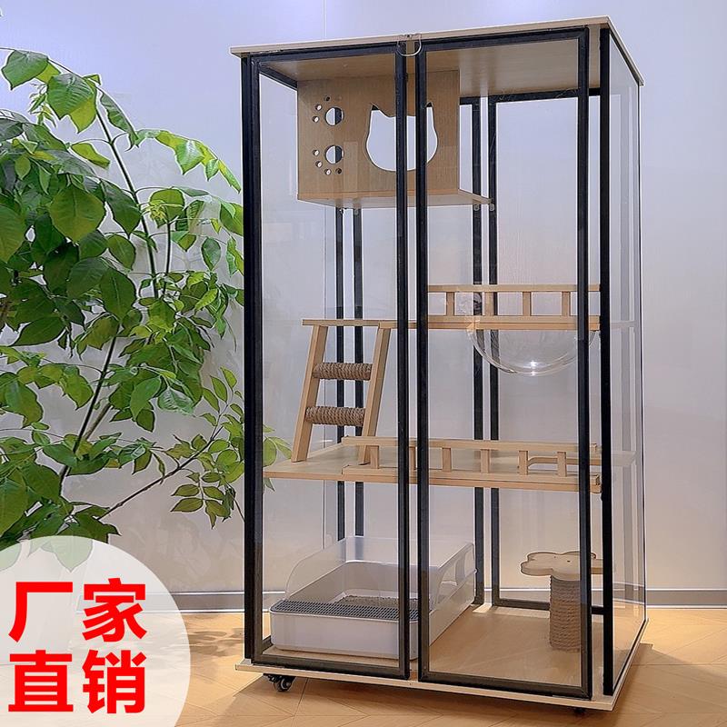 全景玻璃猫别墅实木猫笼猫舍大型豪华超大猫房室内宠物店猫柜猫窝