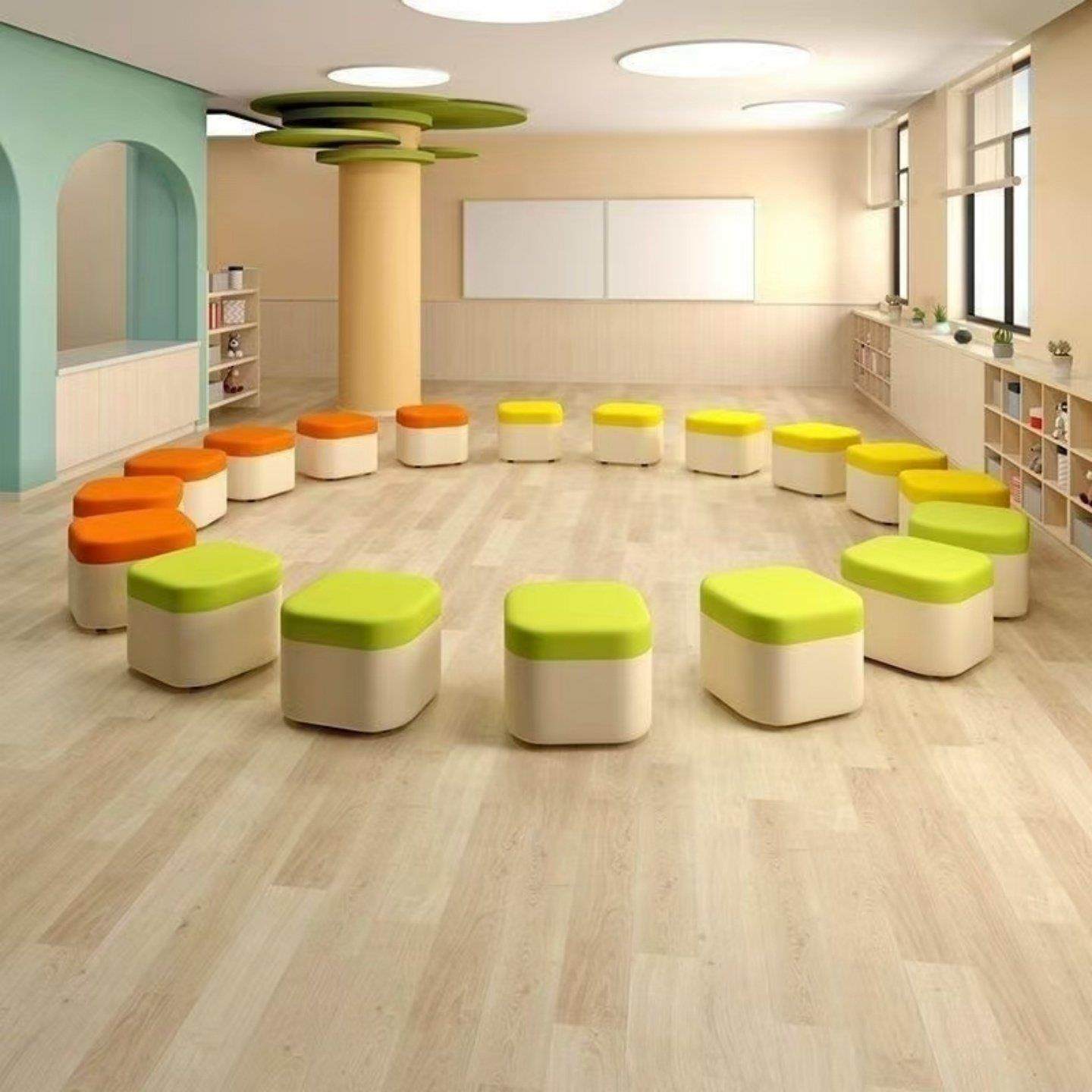 早教培训机构等候休闲 休息区理髲店接待小型换鞋凳长条沙发凳组