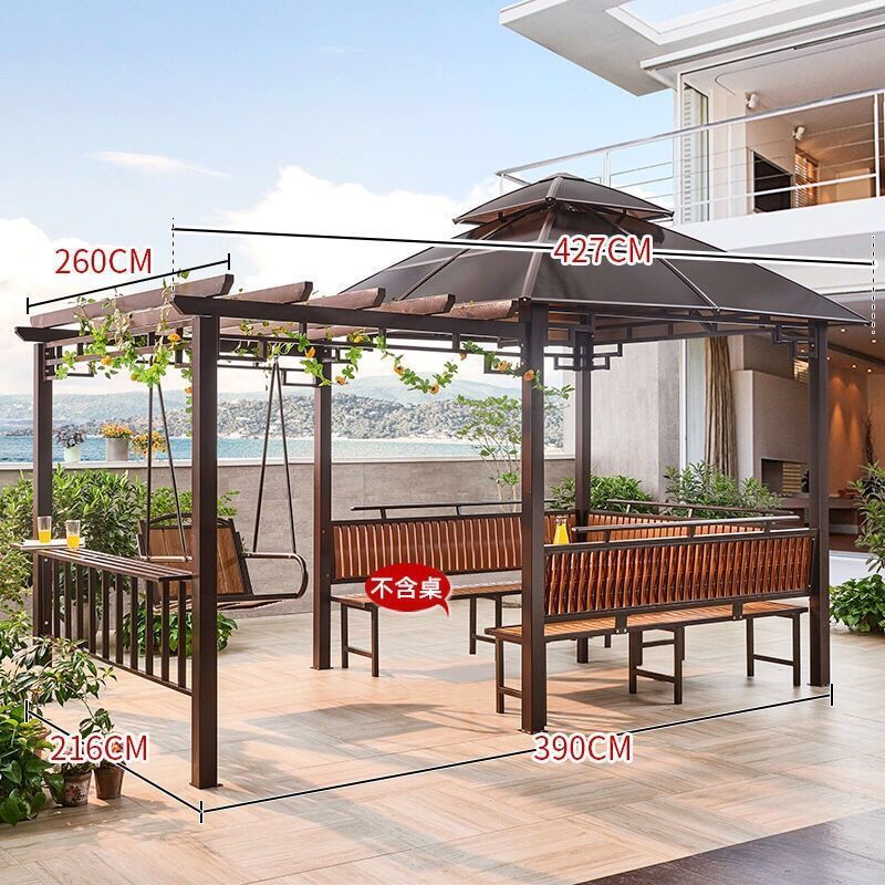 户外凉亭葡萄架秋千亭子爬藤花架组合庭院花园遮雨棚别墅凉亭