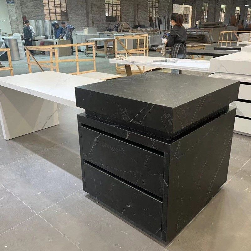 全岩板齐平款岛台餐n桌一体可伸缩导台加餐桌家用极简倒台一体桌