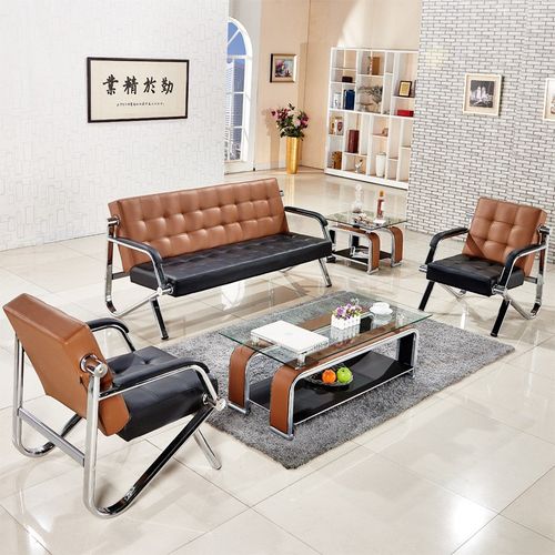 办公沙发简约会客接待商务t三人位沙发办公室家具时尚沙发茶几组