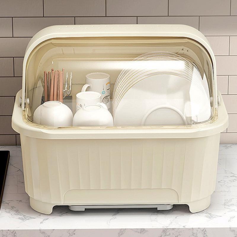 碗筷收纳盒放碗碟架厨房家用装盘多功能沥水置物架子防尘台式碗柜