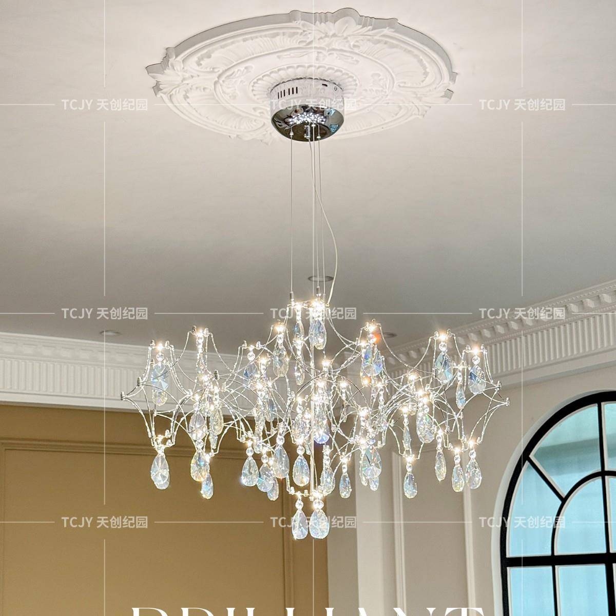 法式客厅萤火虫水晶吊灯意式轻奢艺术设计师别墅大厅氛围卧室灯具