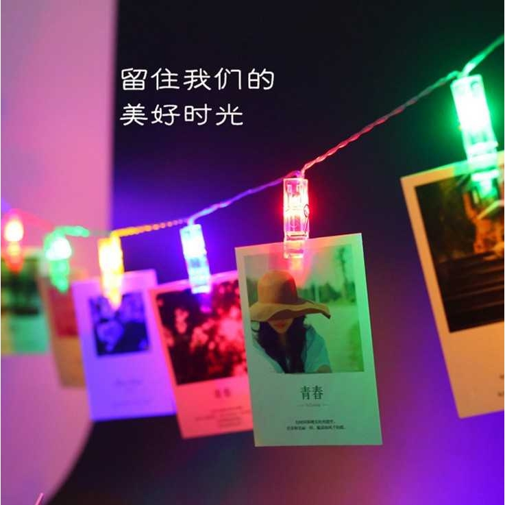 led照片夹子电池盒灯串跨境婚庆圣诞节日派对装饰彩 可调光