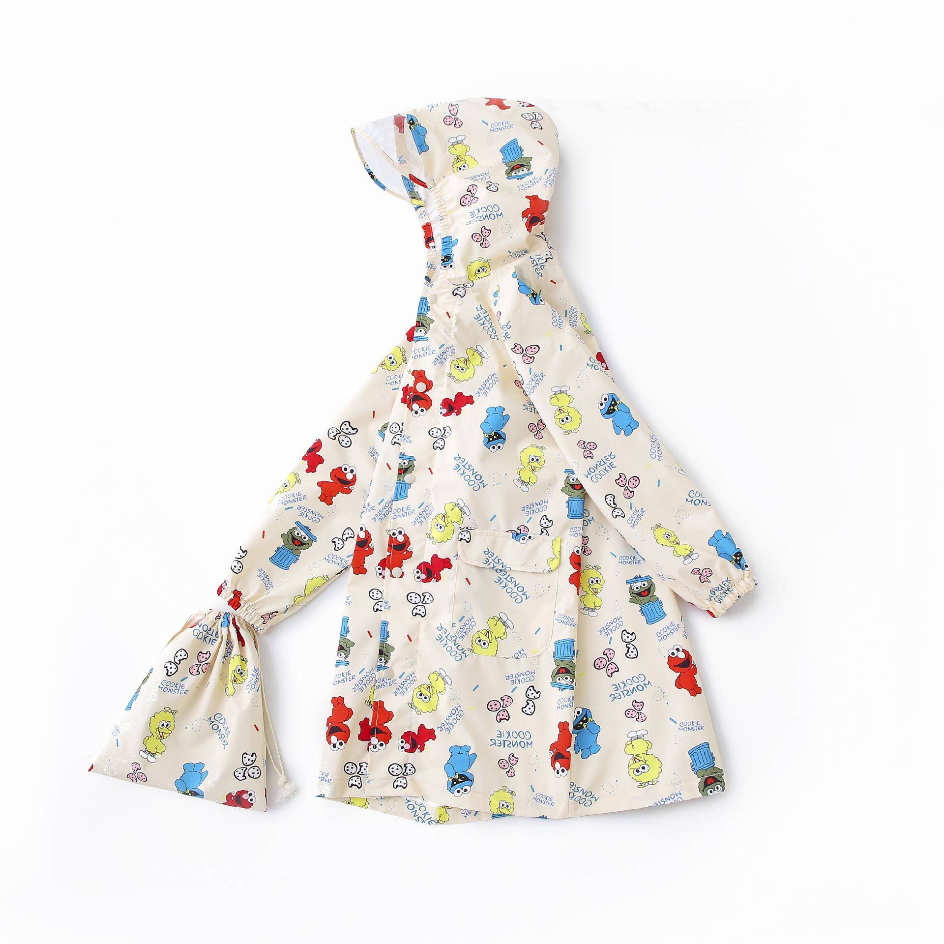 芝麻儿童雨衣女童幼儿小学生全身连体布料雨衣男童带书包位雨披