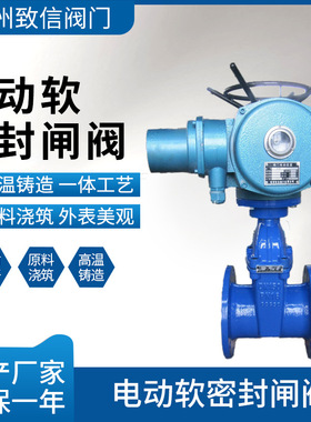 电动软密封闸阀 Z945X-10/16C/Q/P 暗杆弹性座封 电动法兰闸阀 DN